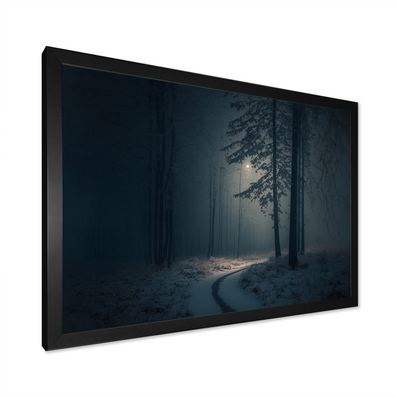 Wintercalm pendant la forêt Winter Time II - reproduction sur toile, H 12 po x l 20 po x P 1 po, Toile avec cadre photo noir