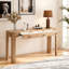 Console rustique avec 3 tiroirs cachés et coins arrondis, canapé d'entrée en bois massif pour le couloir et le salon-652007111