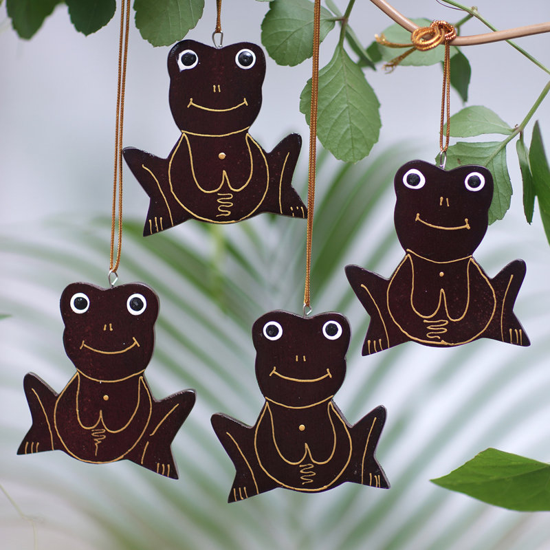 2.4'' Handmade Wood Animals Hanging Figurine Ornament