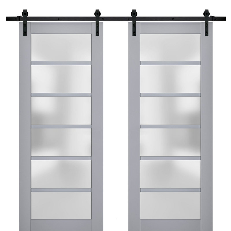 Portes de grange en bois givré Veregio, 48 po x 96 po, Gris
