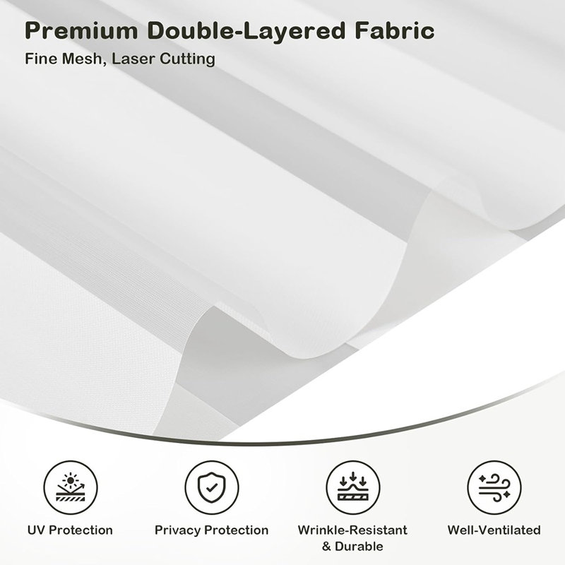 Store à enroulement sans fil Zebra - stores d'intimité filtrant la lumière avec cassette améliorée, abat-jours enroulables à double couche pour la maison et le bureau, H 25 po x H 72 po, blanc
