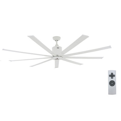 Ventilateur de plafond iLIVING HVLS avec télécommande infrarouge, ventilateur à grande vitesse et faible volume, réversible, pour industriel, commercial et résidentiel, avec télécommande, blanc