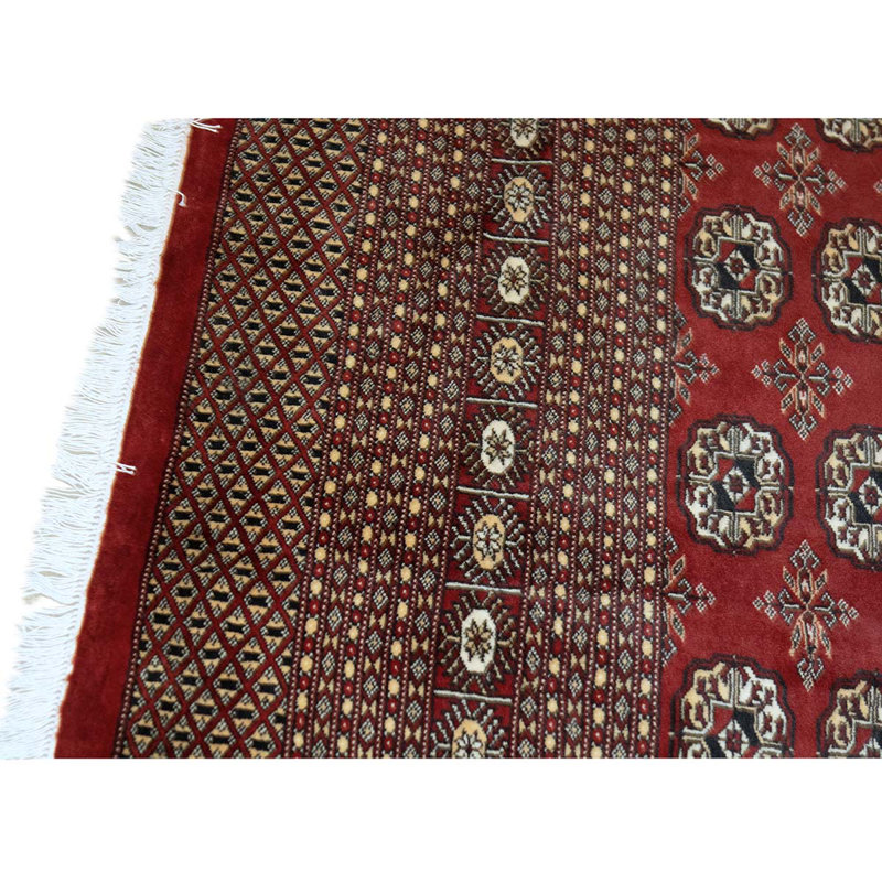 Tapis gris / rouge en laine noué à la main 9 pi x 12 pi 2 po Southwestern
