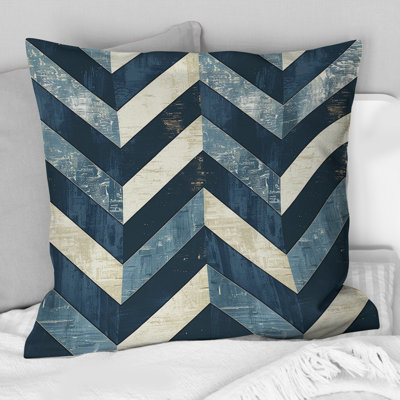 Blue Chevron Glam I - Coussin décoratif transitionnel