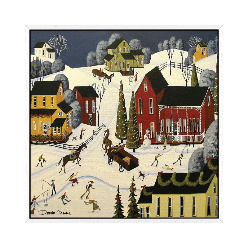 Christmas Cheer by Debbie Criswell - Painting on Canvas, White Framed, 45.72 cm H x 45.72 cm W