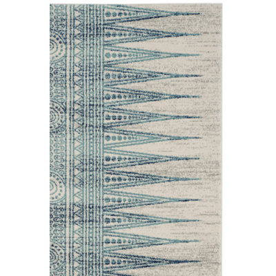 Tapis ivoire et turquoise de style Sud-Ouest Allard