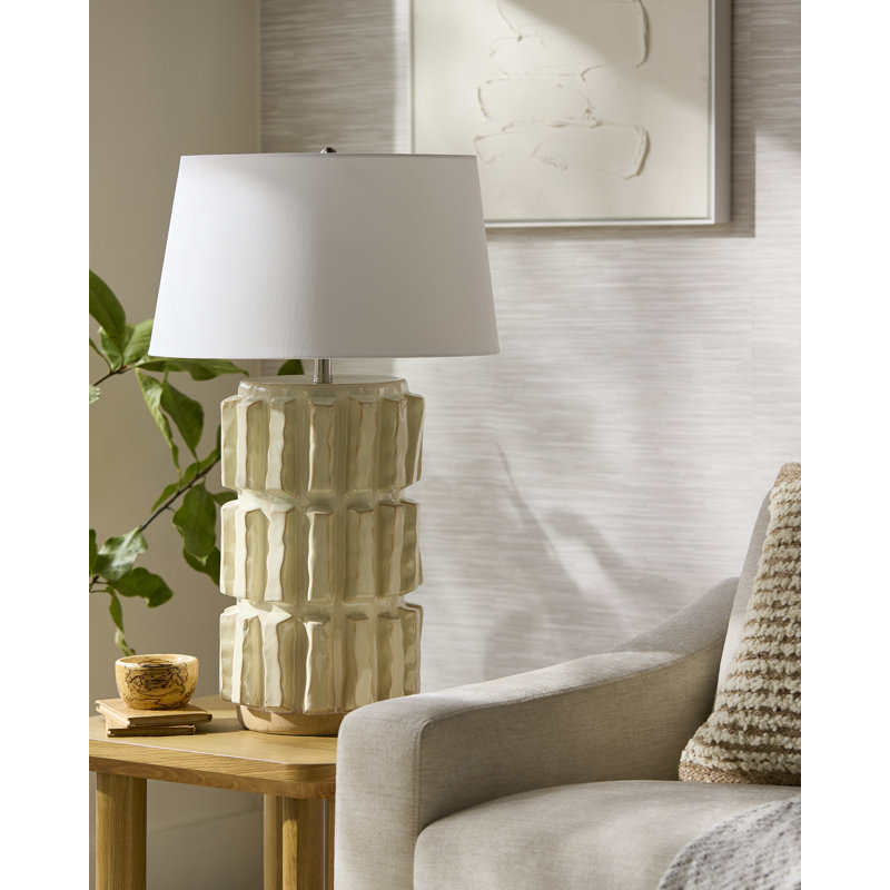 Lampe de table Waelyn, Crème, crème