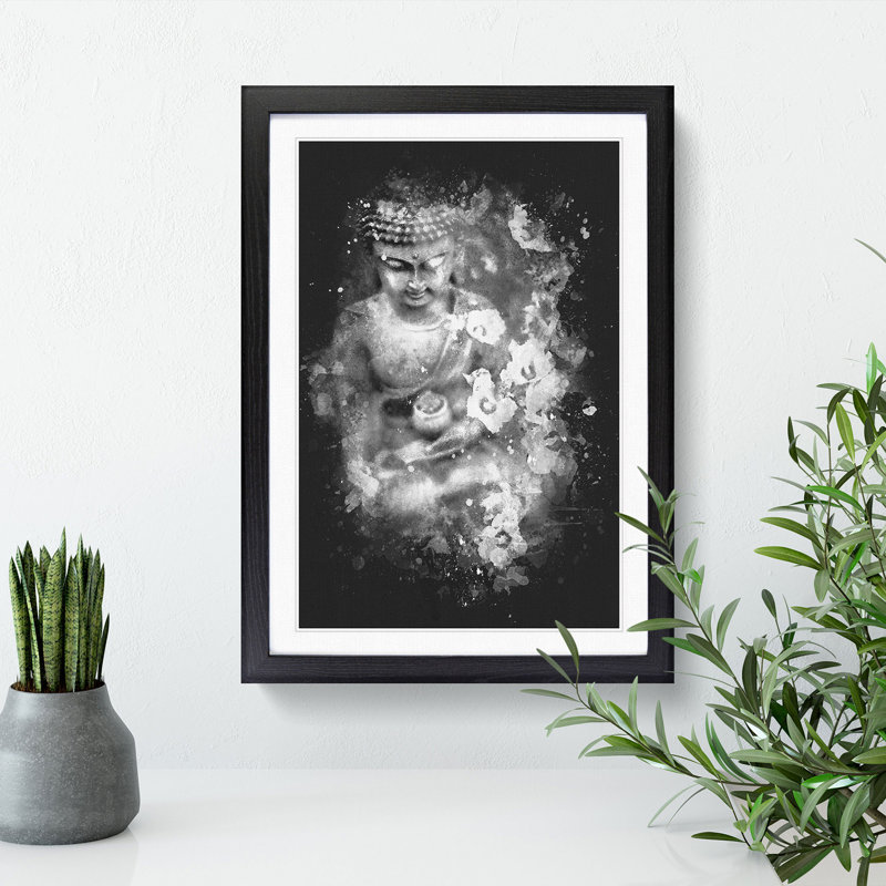 Buddha Surrounded - Framed Print, 33cm H x 24cm W x 2cm D, Black Framed