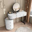 Coiffeuse moderne minimaliste avec miroir amovible et armoire d'appoint rotative, meuble-lavabo facile à assembler