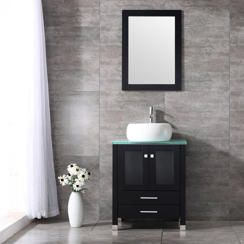 24.8"W x 21.7"D x 29.5"H Single Bathroom Vanity, Black