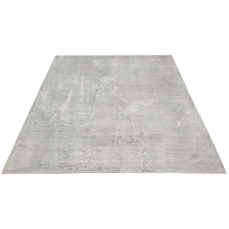 Tapis gris clair 6 pi x 9 pi 6 po à la main one-of-kind noué la galleria Suazo