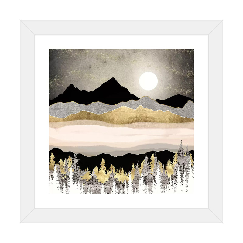 Lune d'hiver - imprimé, H 16 po x l 16 po x p 1 po, Encadré par un papier blanc