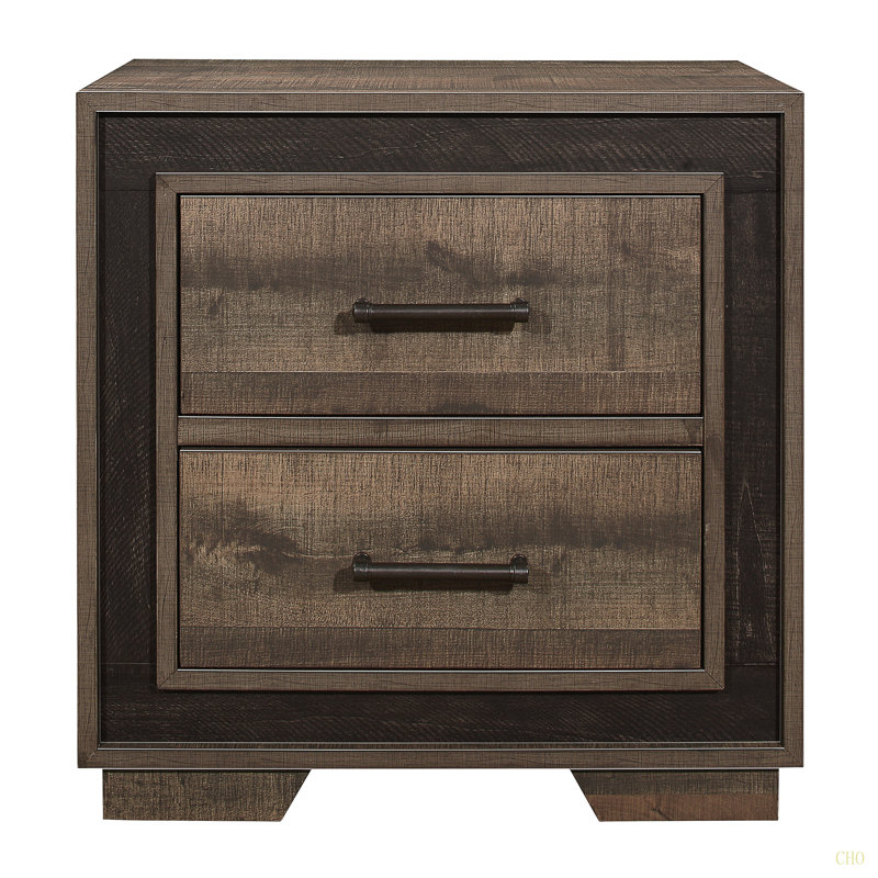 Table de chevet rustique en simili bois à deux tons avec table de chevet 1 pièce Rustic Style