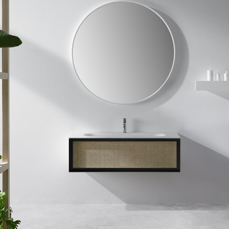 Ensemble de meuble-lavabo mural simple 31 po Iadrik Nets, Noir