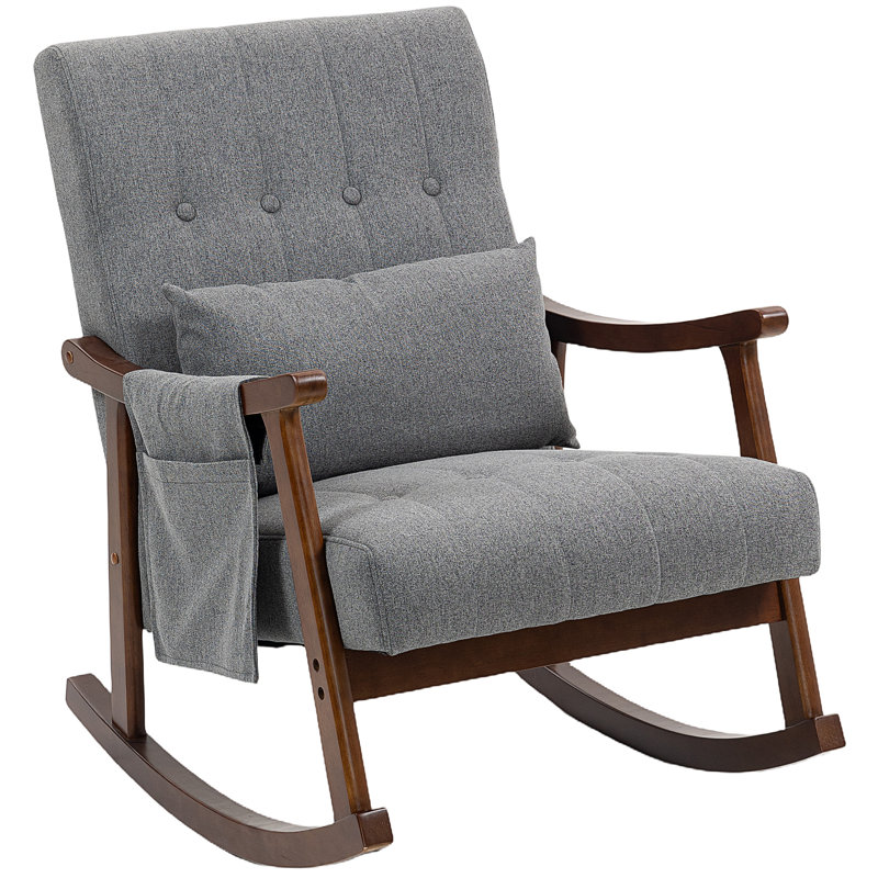 Polyester Rocking Chair, Grey, Dark Brown