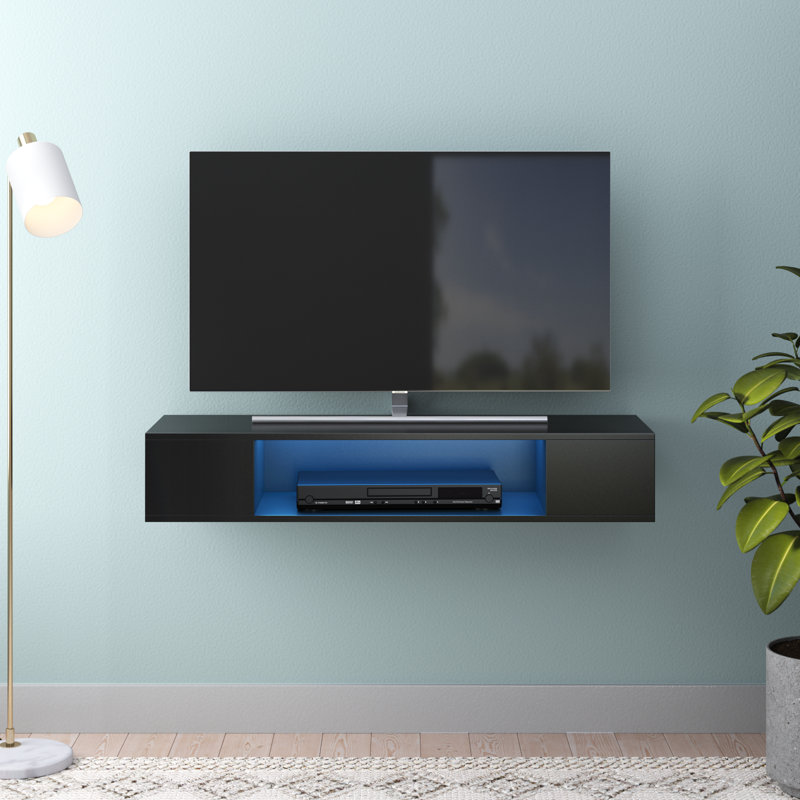 Assaad Unfinished Floating TV Stand for TVs up to 55", Black/Blue