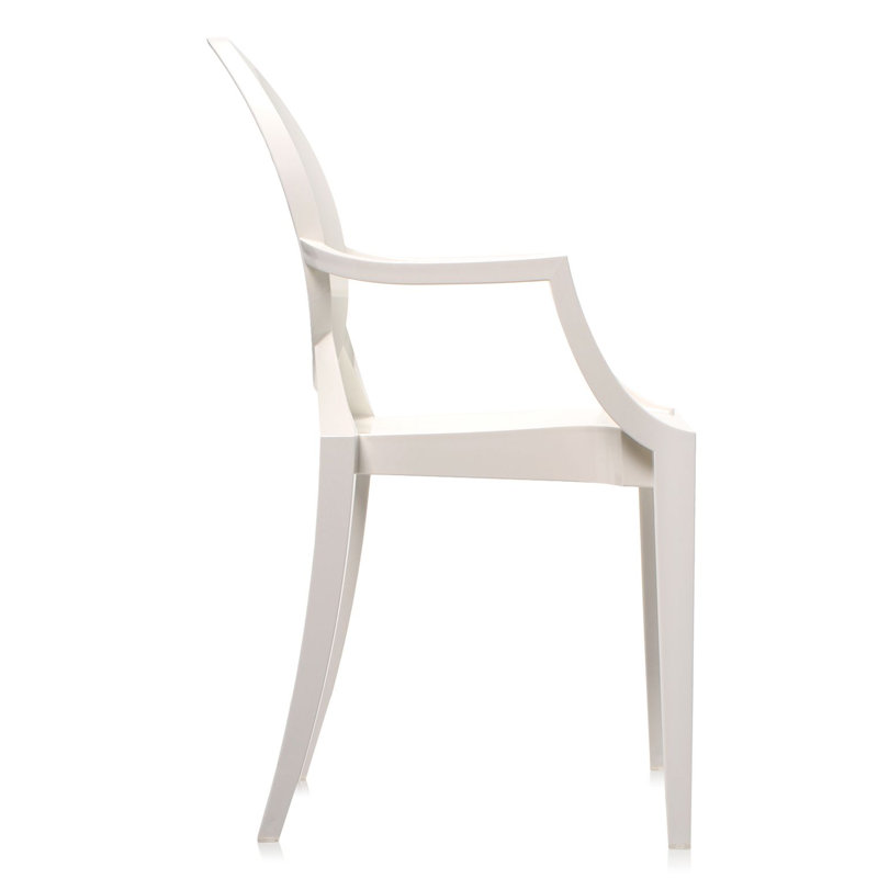 Louis Ghost Outdoor Dining Armchair, Glossy White