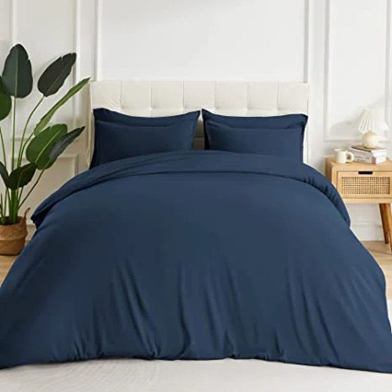 Ensemble de housse de couette , Housse de couette très grand + 2 taies décorativ, Bleu marine
