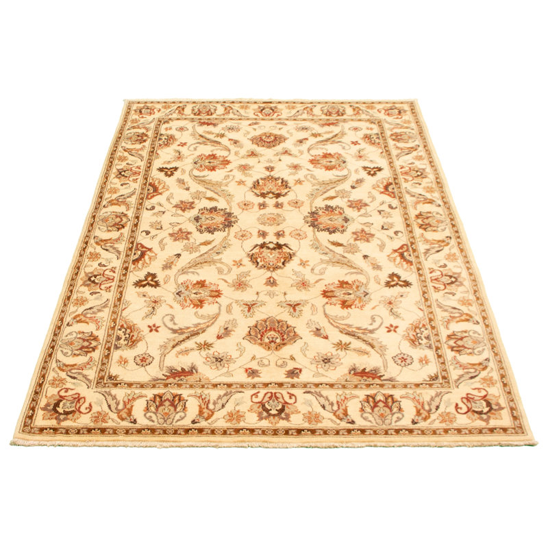 One-of-a-Kind Rectangle 6' X 9'2" New Age Wool Area Rug in Orange/Beige/Ivory