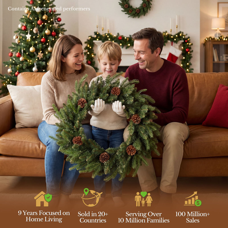  Artificial Christmas Wreath with Pine Cones