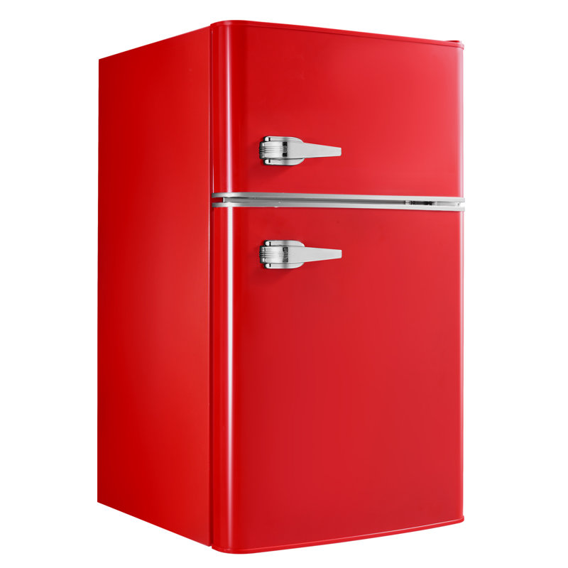 Mini réfrigérateur avec congélateur compact à deux portes 3,2 pi3 rouge
