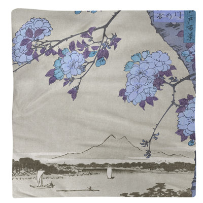 Serviette de coton à fleurs au-dessus de la rivière 10 po Utagawa Hiroshige