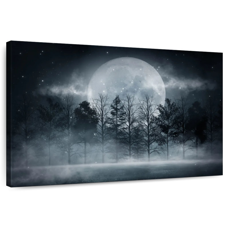 Forêt sombre au clair de lune, H 30 po x l 45 po