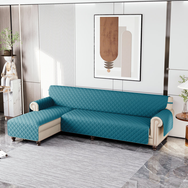 Microfiber / Microsuede Box Cushion Slipcover, 0.2" H x 102" W x 22" D, Deep Blue Microfiber