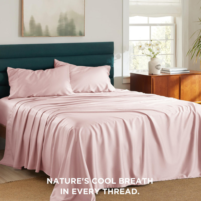Ensemble de draps en coton 300TC, Ensemble de drap très grand avec un drap-housse e, Rose