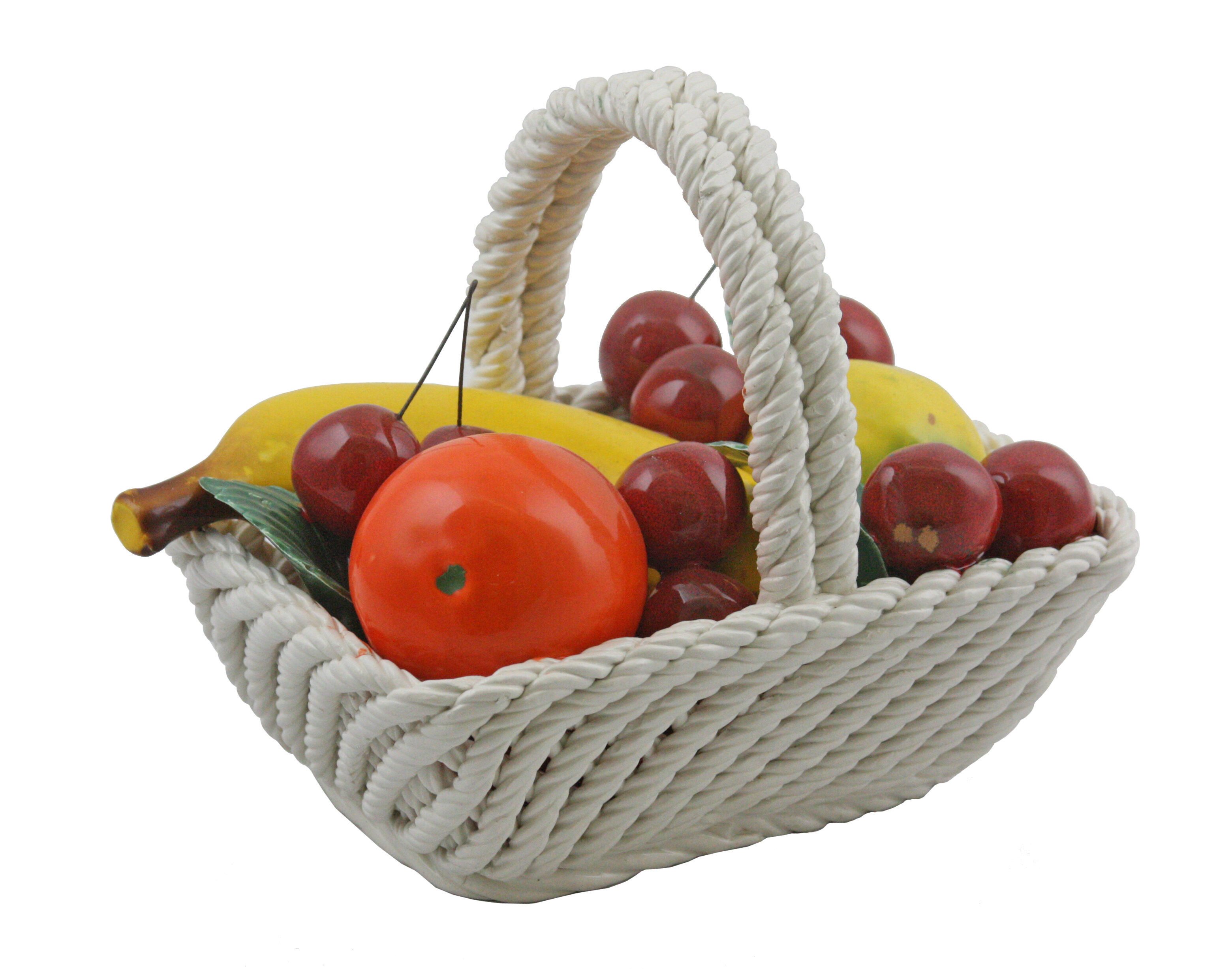 Pair of Faux Fruit Arrangements in Baskets For Sale at 1stDibs
