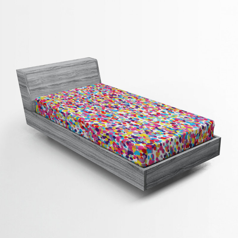 Microfiber Fitted Sheet, Twin XL Fitted Sheet, Multicolor Polka Dots