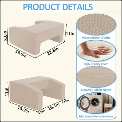 Bureau à oreiller non pliable, support de lecture et de jeu multifonctionnel avec housse lavable à la machine pour la sieste, le travail et l'utilisation d'un canapé
