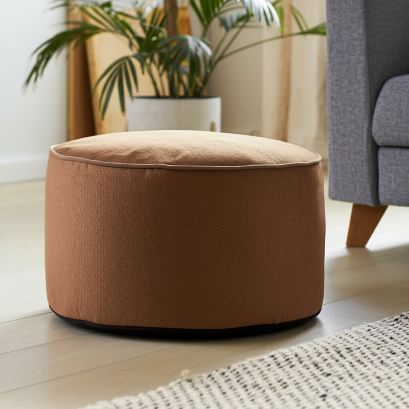Qiviut Brown Foot Pouf, Brown