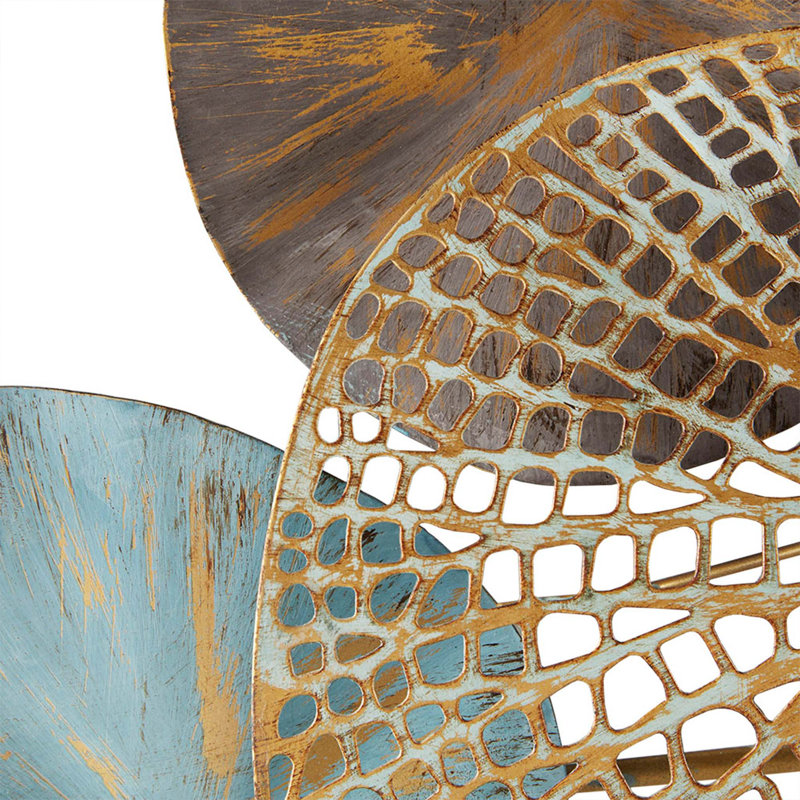 Multi-Colored Lily Pad Leaves 2-Piece Metal Wall Decor Set