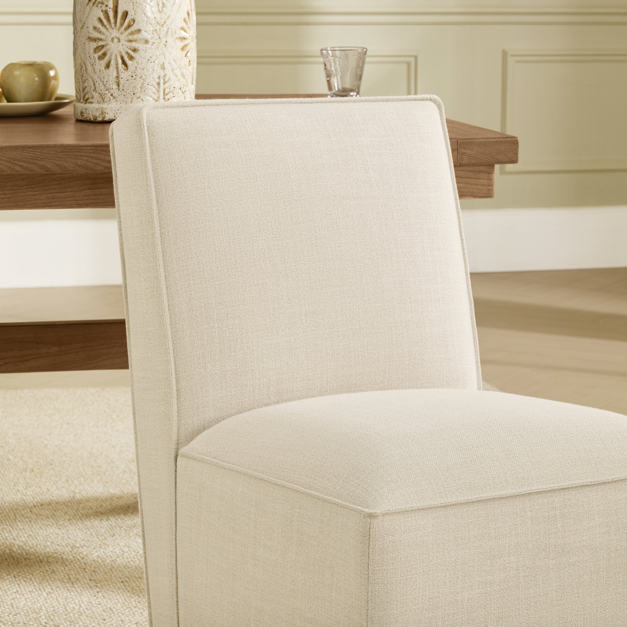 Henley Caster Wheel Dining Side Chair, Performance Linen Effie Linen