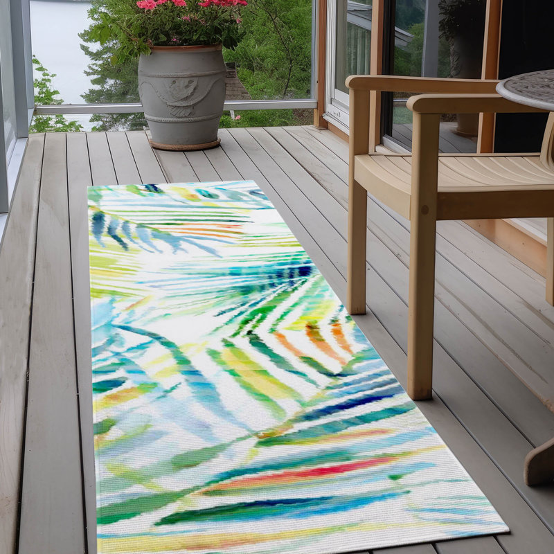Braggs Washable Floral Indoor / Outdoor Rug, Runner 2'3" x 7'6"