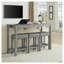Table de bar 59 pouces gris avec prises de courant intégrées et ports USB, bois massif et panneau de fibres à densité moyenne