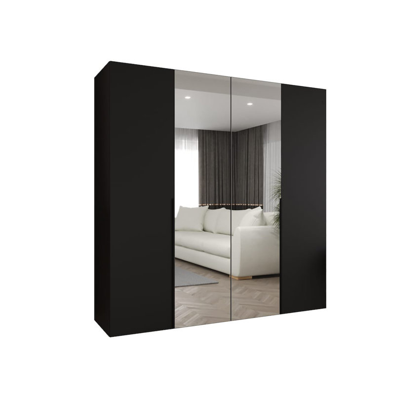 Bogins 4 Door Manufactured Wood Wardrobe, Black