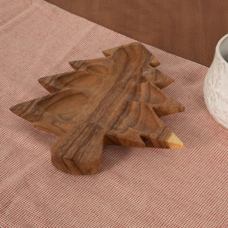 Bol en forme de sapin de Noël en bois d'acacia Eva