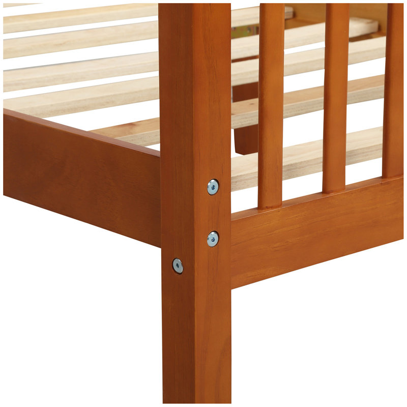 Hiyabel Solid Wood Platform Bed, Twin, Oak