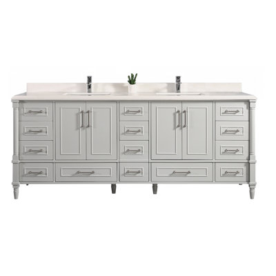 Flavell 84'' Double Bathroom Vanity with Quartz Top
