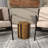 Sanjaya Banana Leaf Handmade Linear Wrapped Side End Brown Accent Table with Cream and Black Stripes-2045175656