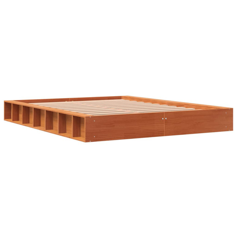 Friona Wood Platform Bed, Wax Brown, Small Double (4')