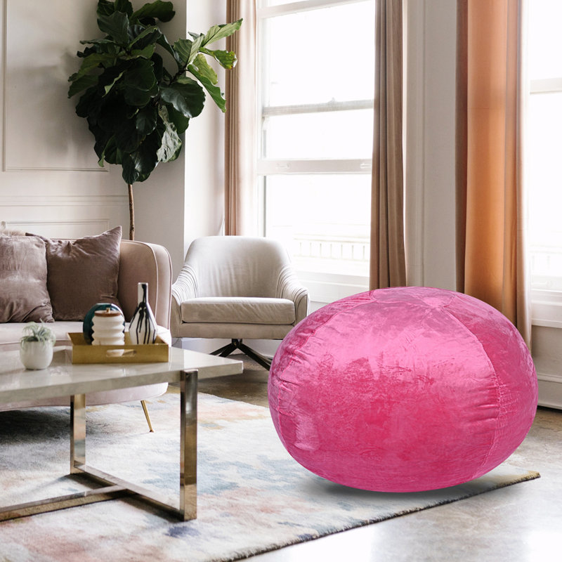 Fauteuil à billes Ben Velvet, Velours rose, H 30 po x l 45 po x P 45 po 