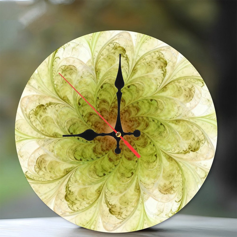 Horloge murale ronde en bois 10 po, mouvement à quartz silencieux, imprimé UV, à piles, Sable olive