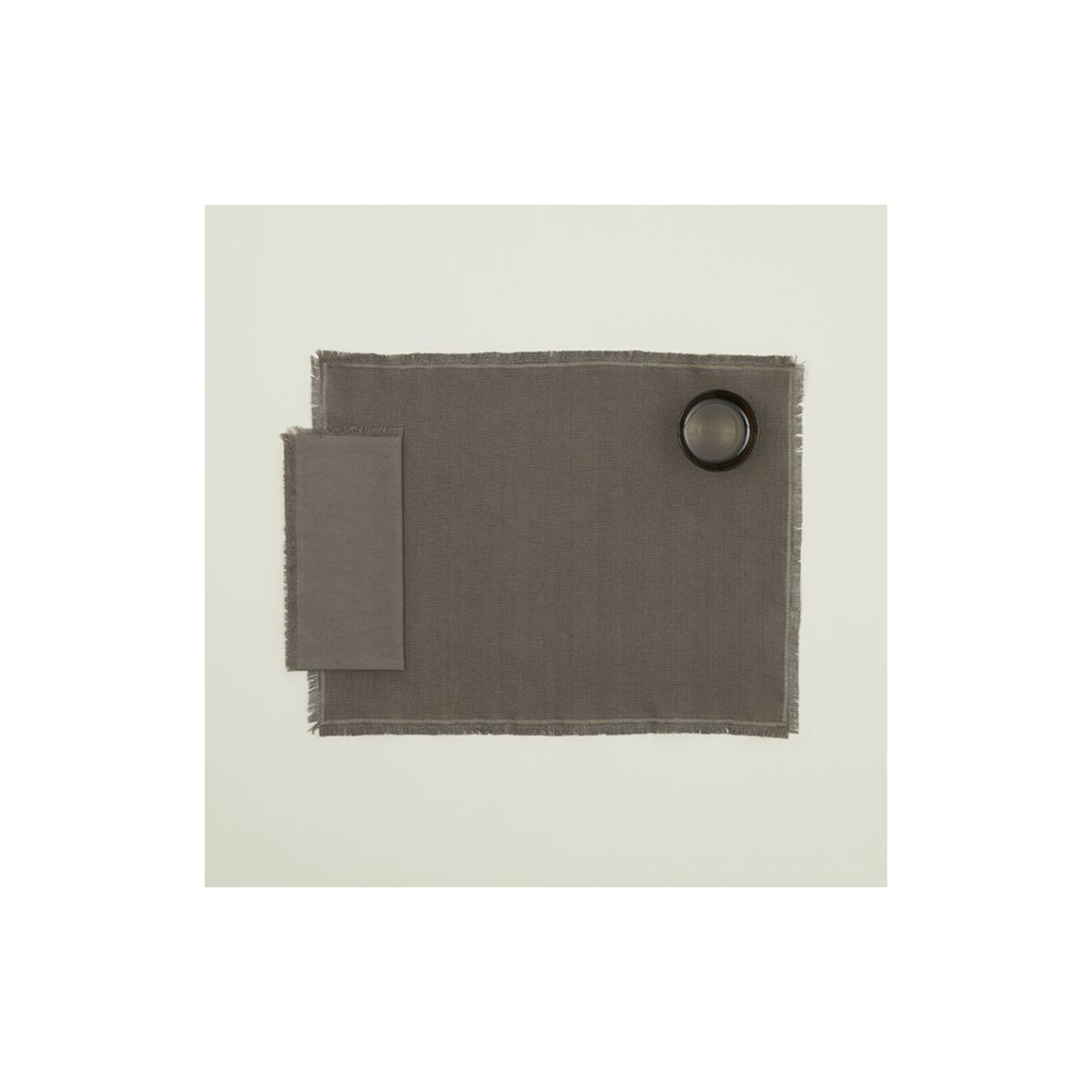 Jarmaine Cotton Rectangle Placemat, Dark Gray
