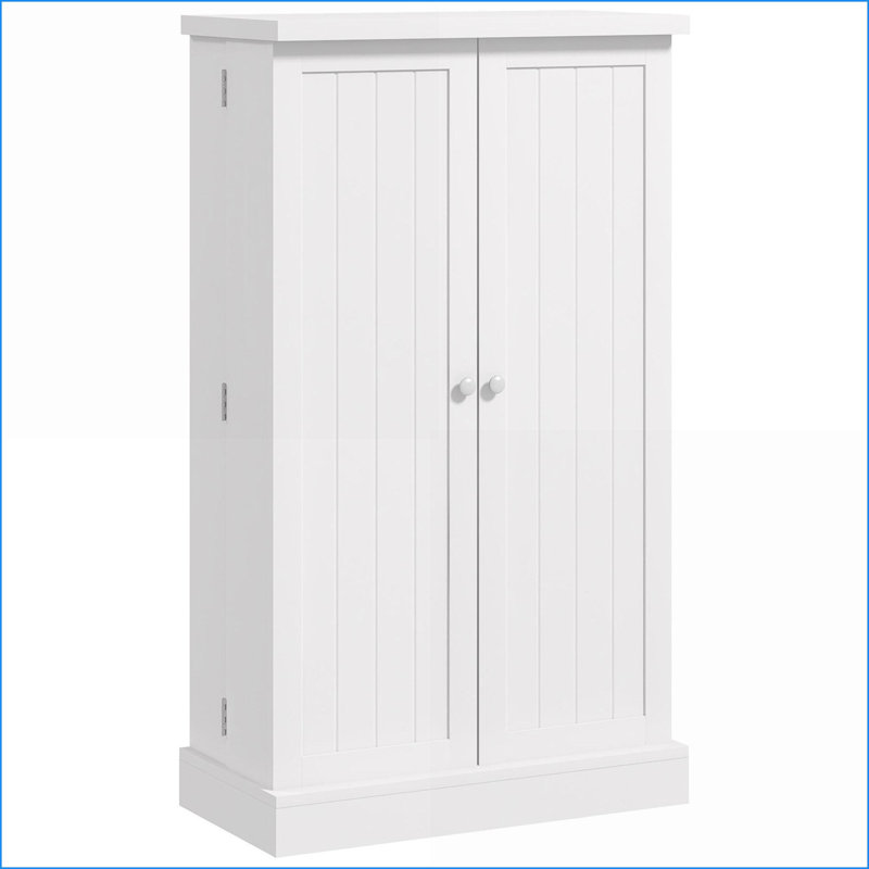 Armoire de rangement pour garde-manger, H 41 po blanc autoportant avec portes doubles, tablettes réglables | Fabrication en panneau de fibres à densité moyenne