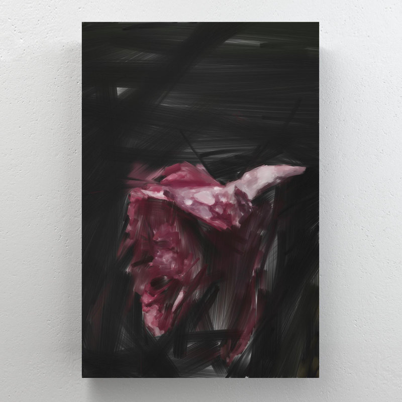 Rose rose sur fond noir 1 - 1 pièce, impression sur toile tendue, H 36 po x l 24 po