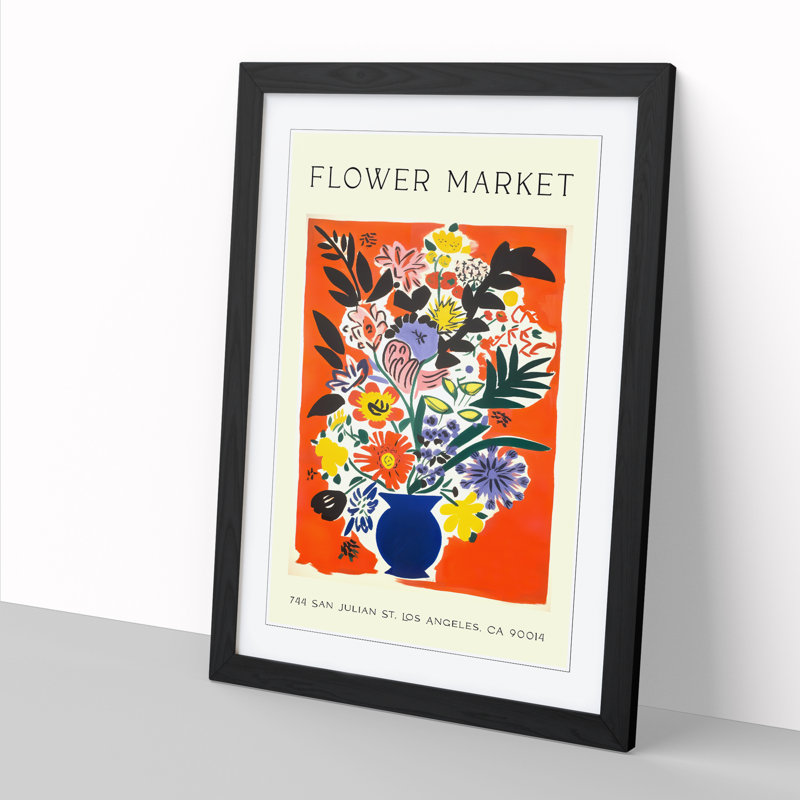 San Julian Flower Market Exhibition No.5 - Single Picture Frame Print on Wood, 34cm H x 25cm W x 2cm D