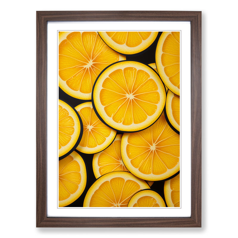 Lemon Fruit Op - Framed Print, Walnut, 34cm H x 25cm W x 2cm D